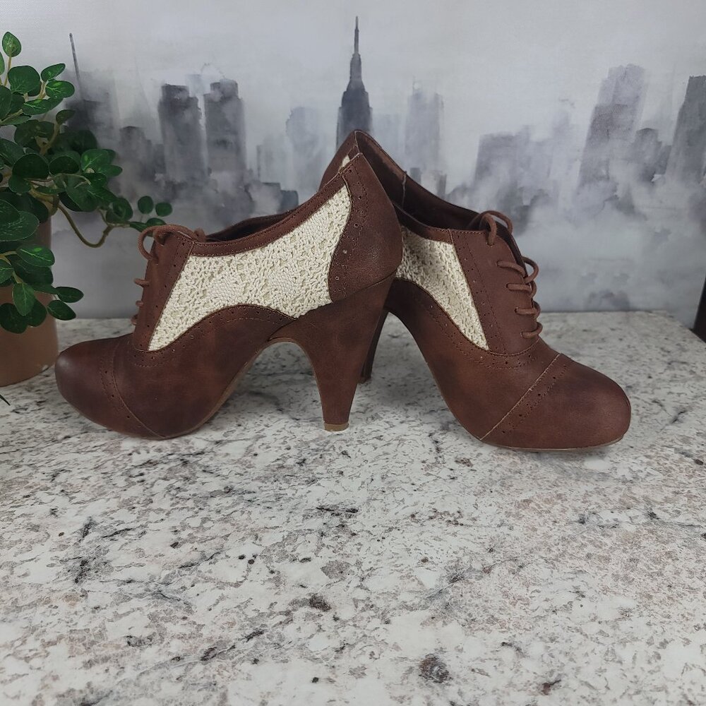Charlotte Russe Brown Lace Platforms